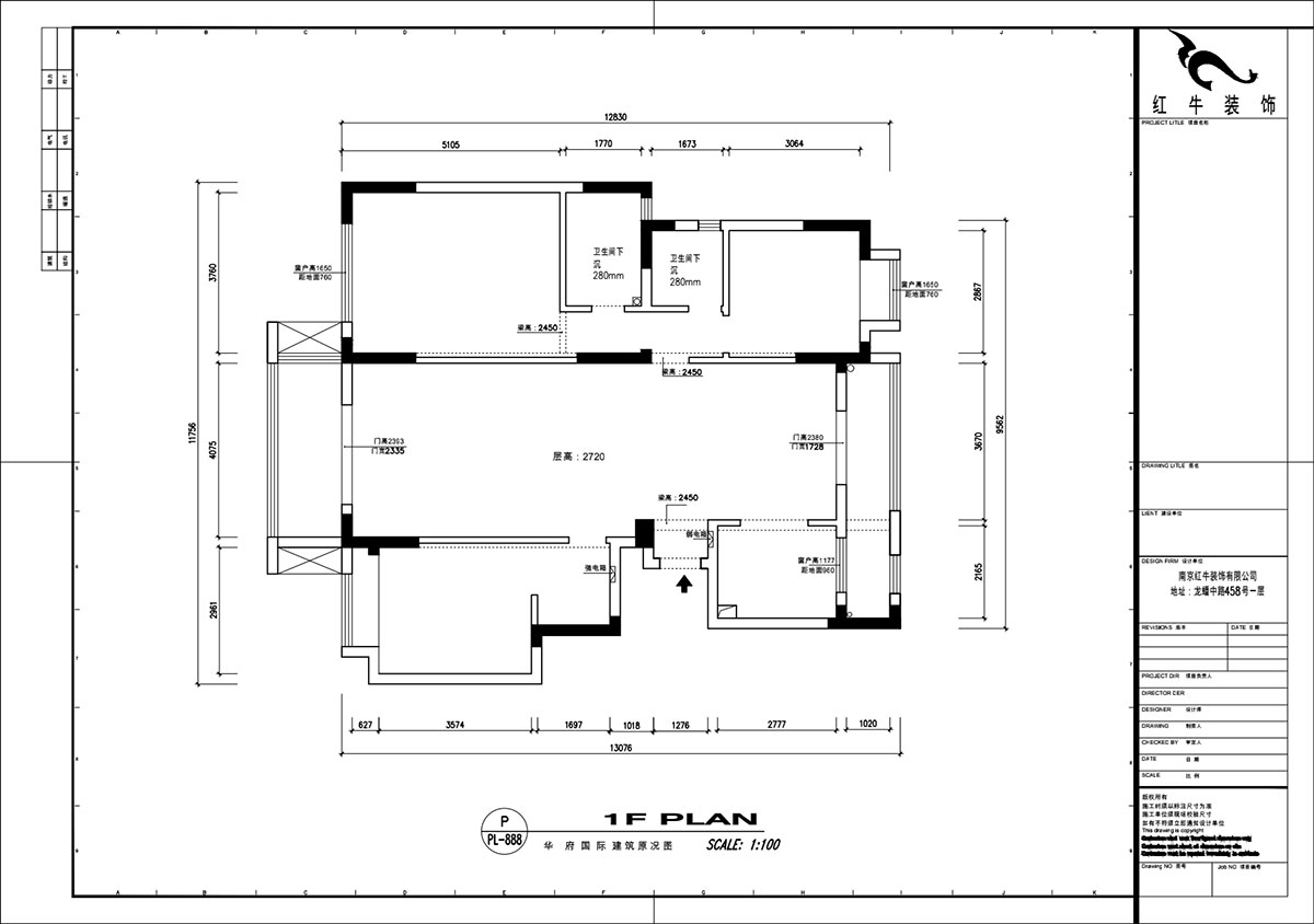魏明花｜华府国际8-4-607-142㎡-现代简约风格｜3室2厅2卫｜毛坯房装修｜定制家￥210681｜全包21万｜00_01建筑原况图